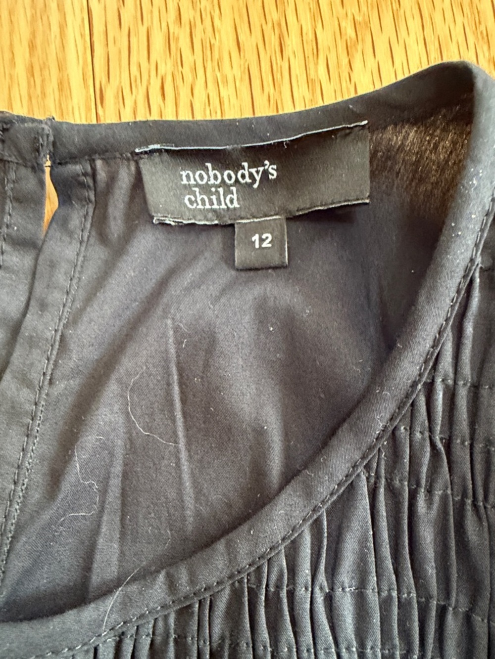Nobody’s Child Sz 8, black cotton sleeveless  dress with smocking.UK size 12. - Picture 2 of 10